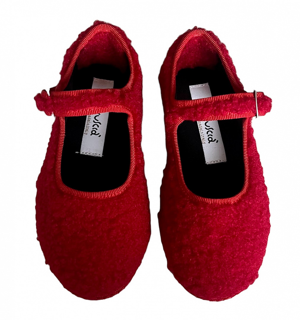 Baby Maryjane Dark Red Sherpa
